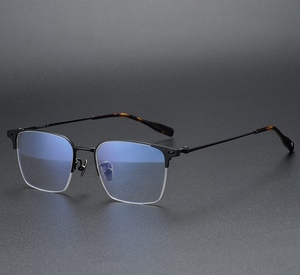 新款半框眼镜架front同款81005纯钛抖音可配度数时尚复古眼镜框男