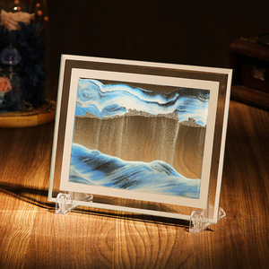 液体沙漏艺术3d动态流沙画玻璃摆件工艺品创意山水客厅家居装饰