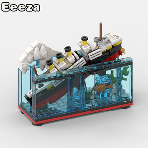 Eeeza泰坦尼克号轮船瓶中小颗粒moc 儿童拼装科技益智玩具积木