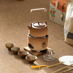 2024新款围炉煮茶器具全套装轻奢高档炭火酒精灯炉小型一人煮茶壶