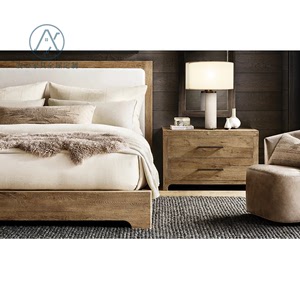 美式乡村实木双人床软靠主卧婚床法式复古橡木大床卧室家具可定制