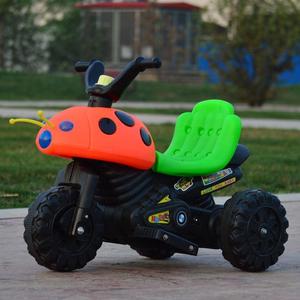 儿童甲壳虫电动摩托车三轮车可坐电瓶车九灯充电瓢虫大玩具礼品车