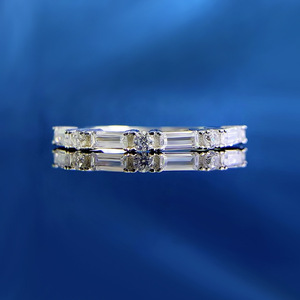 珠宝2023新款925银梯方形半钻ins冷淡风叠戴排钻戒指环