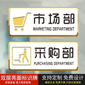 市场部门牌亚克力标识牌定制企业单位部门采购部标牌温馨提示科室牌墙贴研发部标语牌标志牌酒店行政部科室牌