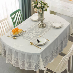 长椭圆形餐卓桌布轻奢高级感高端桌布免洗防油防水防烫台布茶几白