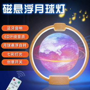 黑科技磁悬浮蓝牙音箱月球灯星球自转发光台灯办公家居音响礼品