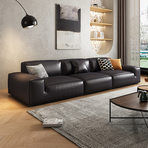 大黑牛真皮沙发意式极简风格客厅卧室现代简约直排豆腐块网红沙发