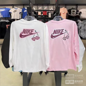 Nike/耐克女装刺绣薄卫衣情侣圆领运动休闲长袖T恤FD9933-133-690