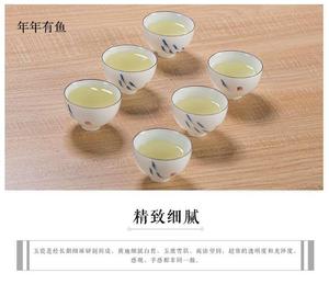 德化白瓷手茶杯VON陶瓷绘功品夫茗杯斗小杯子家用茶具笠茶盏碗6只