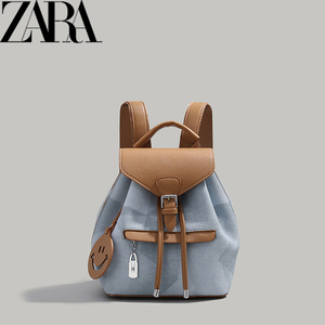 ZARA女大学生上课书包2024新款大容量旅行双肩包可爱笑脸挂饰背包