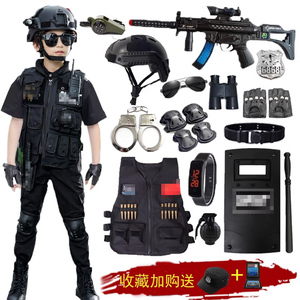 儿童警察服警官服短袖角色扮演男童cs特警衣服军人服装特种兵套装
