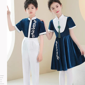 六一儿童合唱演出服中小学生大合唱团女童朗诵礼服中国风表演服装