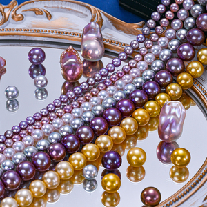 天然极光淡水珍珠裸珠正圆小珍珠散珠手工珍珠DIY