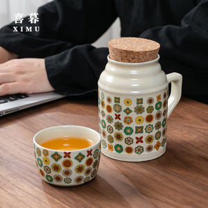 汝窑小暖壶马克杯带盖茶杯喝水杯个人专用办公室大容量焖茶壶定制