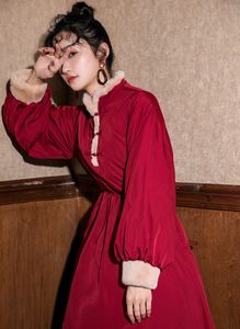 订婚旗袍秋冬款红色伴娘服冬季中式女装复古中国风棉袄新中式棉服
