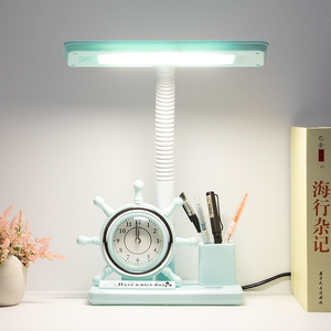 小米适用LED台灯护眼书桌学生儿童闹钟保视力卧室宿舍插电卡通床