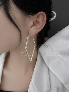 韩版大气菱形耳环女夏夸张气质高级感个性高级感耳饰2024新款耳坠