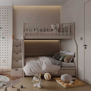 成都全屋定制小户型儿童房设计现代简约榻榻米床衣柜一体上下床
