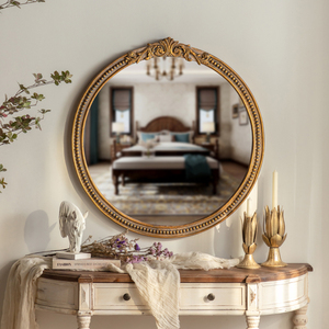美式古典雕花镜子法式欧式复古墙面装饰镜浮雕壁挂卫生间门厅玄关