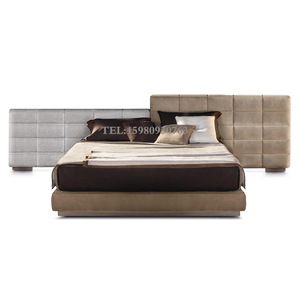 意式布艺双人床现代轻奢设计师1.8m样板房家具主卧室婚床大床创意