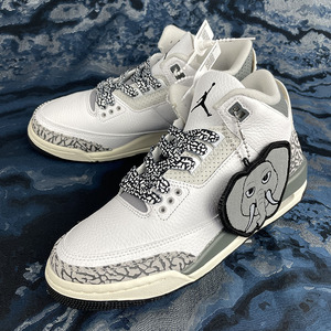 适配Air Jordan 3Retro篮球鞋AJ3白灰cmfy爆裂纹鞋带袜子