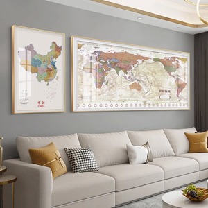 中国世界旅行记录打卡客厅办公室墙装饰画可标记磁吸旅游足迹地图