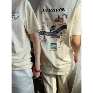 7015泰国甜妹 童趣减龄 彩虹地图游乐园 宽松休闲短袖T恤