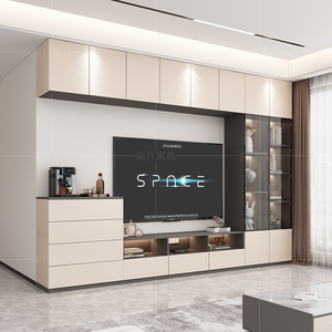 可定制电视柜一体组合背景墙柜客厅家用现代简约多功能收纳储物柜