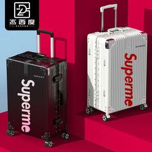 supreme行李箱新款万向轮旅行品牌铝合金登机箱男密码箱女生专用