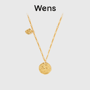 WensxLinda明星同款大小金币项链小众设计叠戴锁骨链女礼物高级感