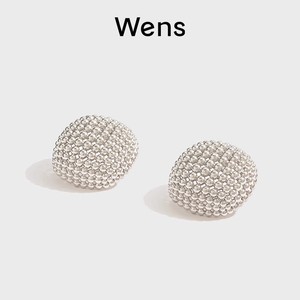 Wens Ball系列镂空圆球耳环女银色金色轻奢高级小众原创设计戒指
