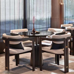 新中式售楼处部洽谈桌椅组合 酒店餐厅餐椅会所接待椅子家具定制