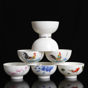 德化羊脂玉白瓷大碗中式家用米饭碗汤面碗青花瓷碗高岭土陶瓷餐具