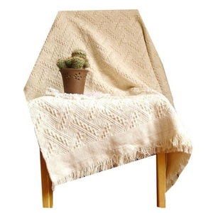 厂家美式沙发毯子沙发巾盖毯北v欧地中海客厅纯色棉针织流苏沙发