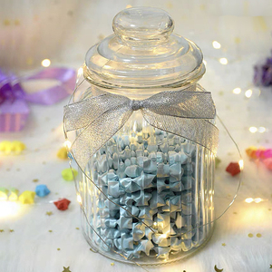 新年创意装星星的玻璃罐折纸瓶子星星玻璃瓶放五角星儿童许愿瓶