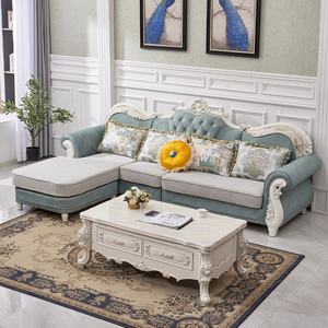 欧式沙发组合小户型现代简约客厅整装转角L型贵妃可拆洗布艺沙发