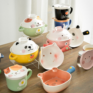 小猪庄园系列可爱卡通陶瓷高颜值泡面碗家用儿童餐具早餐杯釉下彩