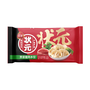 三全状元水饺 荠菜猪肉馅口味 速冻饺子 方便速食品60只1.02kg/袋