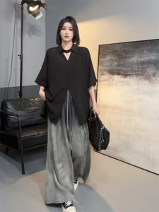 复古欧货镂空黑色衬衫女夏季设计师新款衬衣高级独特超好看上衣潮