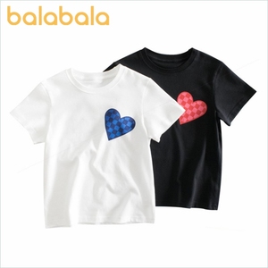 巴拉巴垃韩系品牌潮童装夏季2024新款韩版男短袖T恤女生衣服半袖