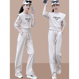 特步2024春秋季新款女士运动服套装休闲时尚卫衣两件套洋气时髦小