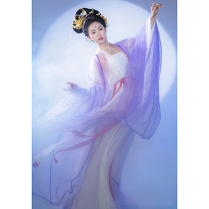中秋节汉服紫色神明少女古装仙气飘逸嫦娥仙子奔月主题舞蹈演出服