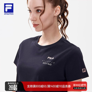 FILA斐乐官方旗舰2024年夏季女子针织短袖T透气圆领瑜伽运动T恤衫