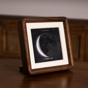 黑胡桃迷你摆台相框拍立得实木圆角洗照片打印月球moon可定制情侣