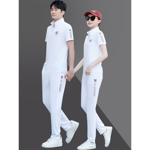 阿迪达官网运动套装男士夏季韩版男女情侣运动装两件套短袖薄款休