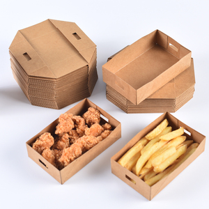 一次性署条盒汉堡包装盒油炸鸡米花托盘食品打包包装盒子牛皮纸盒