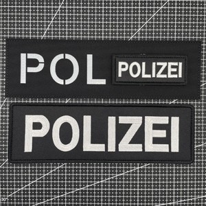 德国POLIZEI英文字母战术背心刺绣魔术贴章反光胸条大号识别徽章