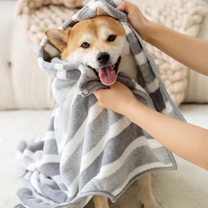 宠物条纹浴袍超大号浴巾中大型犬狗狗洗澡吸水毛巾工具擦狗速干巾