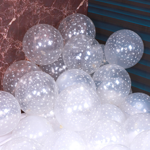 12寸加厚透明气球印花白色满天星星圆形乳胶生日表白装饰布置汽球