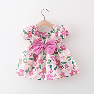 迪士尼女宝宝裙子0-2-3岁4女童夏装婴儿花朵衣服洋气女童公主裙